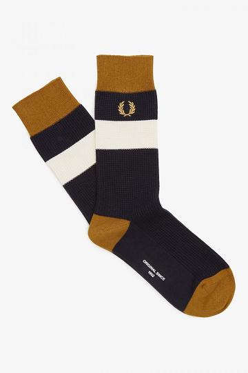 Dámské Ponožky Fred Perry Waffle Stripe Černé | CZ 1179UZGT